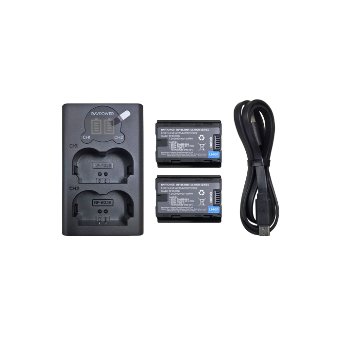 Bộ sạc kèm 2 pin RAVPower RP-BC1004 dùng cho Fujifilm NP-W235 - Chính hãng