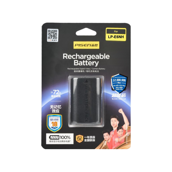 Pin sạc Pisen LP-E6NH dùng cho Canon - Chính hãng