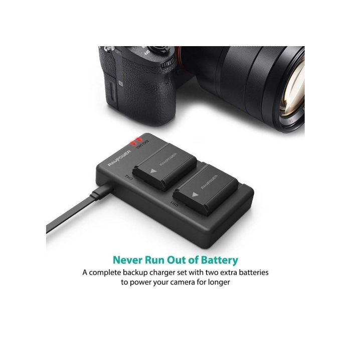 Bộ 2 pin và sạc kép RAVPower RP-PB056 for Sony - Chính hãng (NP-FW50)