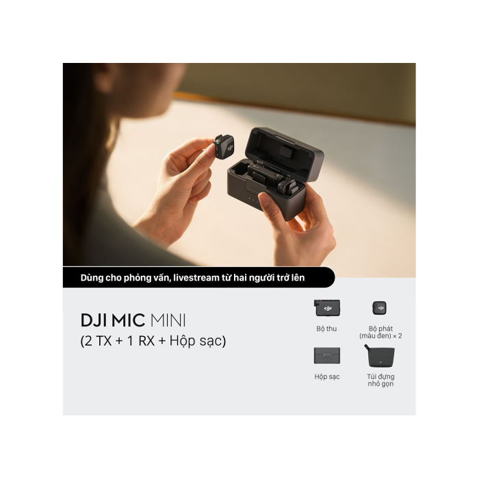 Microphone DJI Mic Mini (2TX + 1RX + Hộp Sạc) - Chính hãng