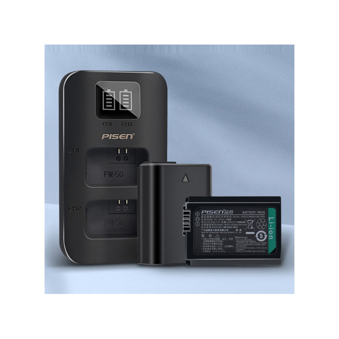 Bộ 2 pin & sạc Pisen NP-FW50 dùng cho Sony - Chính hãng