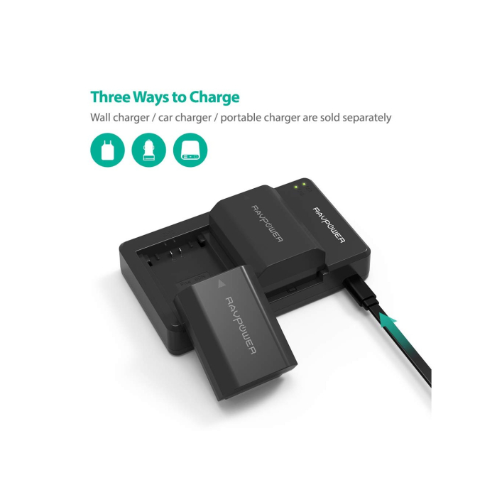 Bộ 2 pin và sạc kép RAVPower RP-BC018 for Sony - Chính hãng (NP-FZ100)