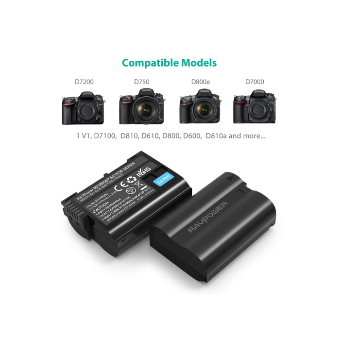 Bộ 2 pin và sạc kép RAVPower RP-BC057 for Nikon - Chính hãng (EN-EL15)