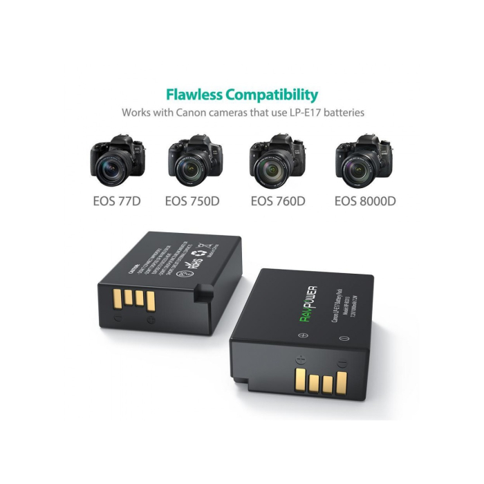 Bộ 2 pin và sạc kép RAVPower RP-BC013 for Canon - Chính hãng (LP-E17)