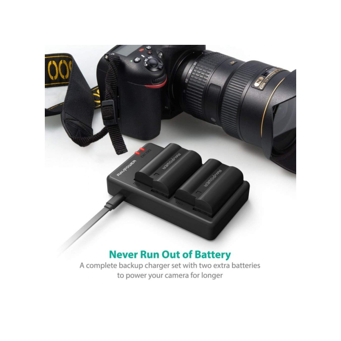 Bộ 2 pin và sạc kép RAVPower RP-BC057 for Nikon - Chính hãng (EN-EL15)