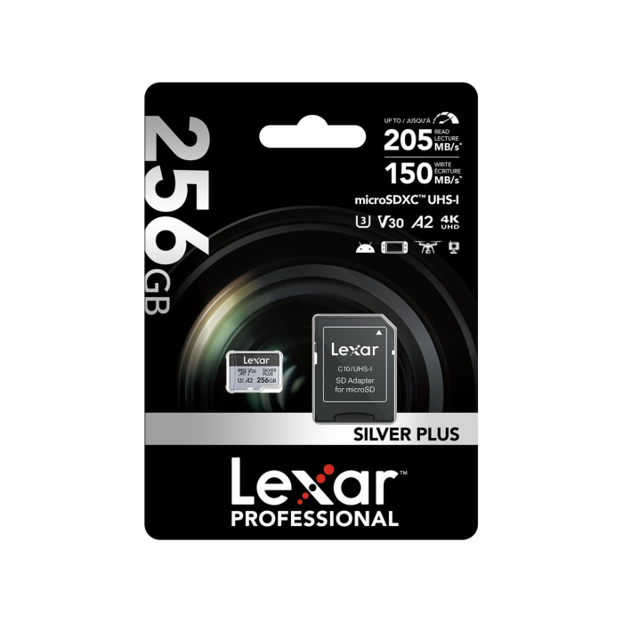 Thẻ nhớ microSDXC Lexar 256GB 205MB/s UHS-I Professional Silver Plus Series