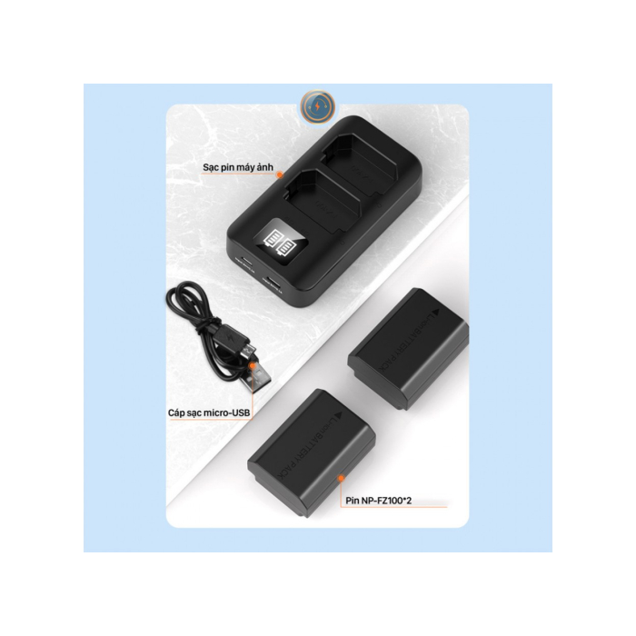 Bộ 2 pin & sạc Pisen NP-FZ100 dùng cho Sony - Chính hãng
