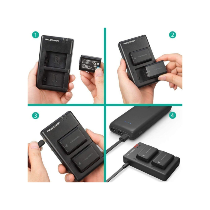 Bộ 2 pin và sạc kép RAVPower RP-PB056 for Sony - Chính hãng (NP-FW50)