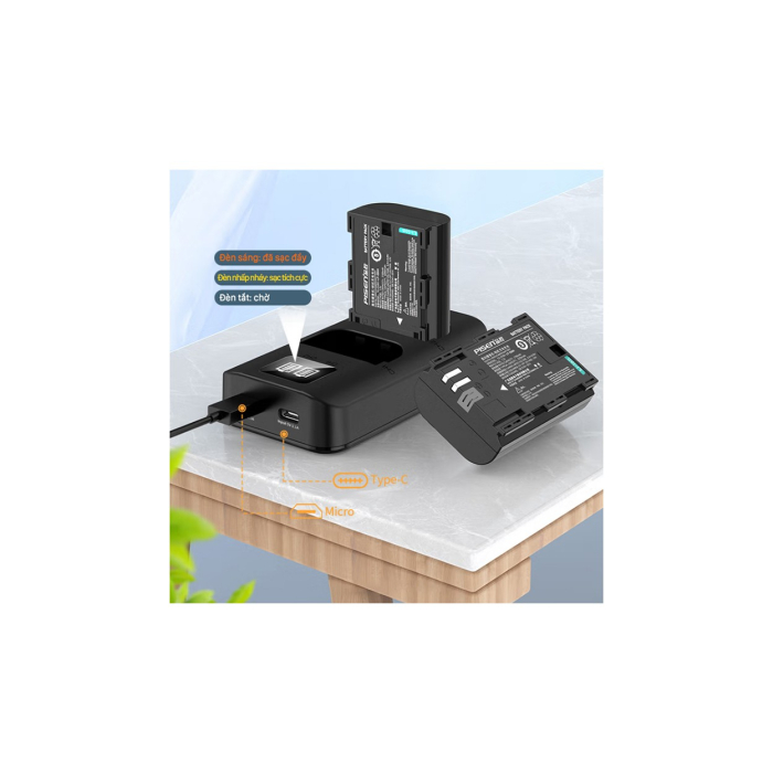 Bộ 2 pin & sạc Pisen LP-E6NH dùng cho Canon - Chính hãng