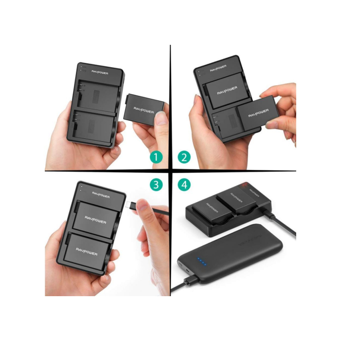 Bộ 2 pin và sạc kép RAVPower RP-BC019 for Canon - Chính hãng (LP-E8)