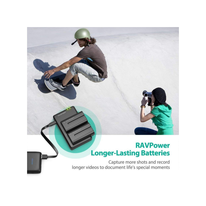 Bộ 2 pin và sạc kép RAVPower RP-BC006 for Sony - Chính hãng (NP-F550)