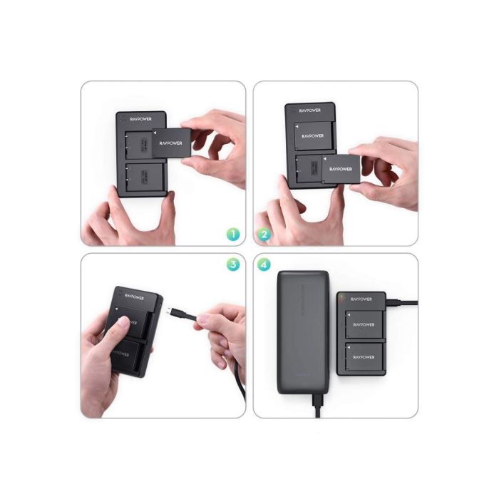 Bộ 2 pin và sạc kép RAVPower RP-BC023 for Fujifilm - Chính hãng (NP-W126S)